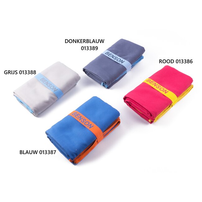 Benson Compacte microvezel handdoek - sneldrogend - 80 x 130 cm - blauw met oranje bies