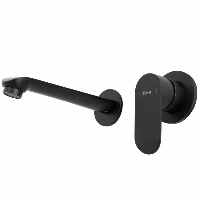 REA Inbouw wastafelkraan - eenhendel - matzwart - modern design - messing