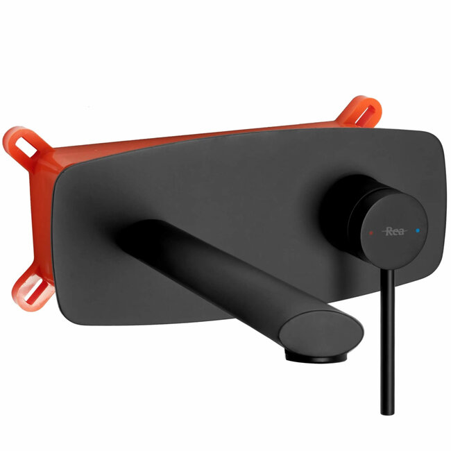 REA Inbouw wastafelmengkraan - eenhendel - matzwart - messing - 18,5 cm uitloop