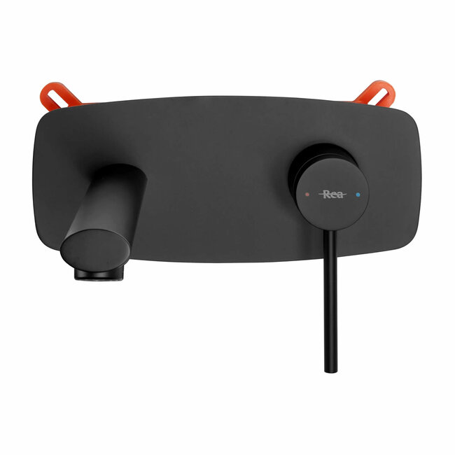 REA Inbouw wastafelmengkraan - eenhendel - matzwart - messing - 18,5 cm uitloop