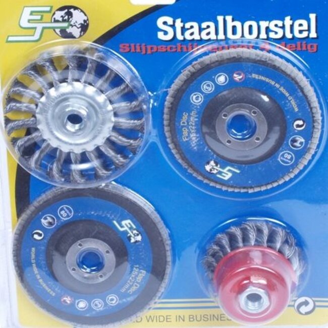 Topgear Staalborstel en schuurset - 4-delig - Lamellenschijven en komborstel - Efficiënt schuren en reinigen