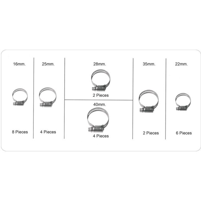 Topgear Slangklemmen Assortiment - 26-delig - Diverse Maten - Handige Opbergbox