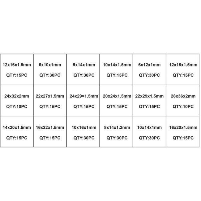 Topgear Koperen ringenset - 350-delig - Diverse maten - Handige opbergdoos