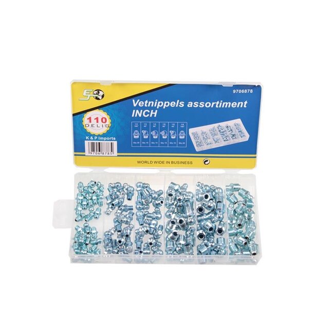 Topgear Assortimentsdoos vetnippels - 110-delig - Diverse hoeken en maten