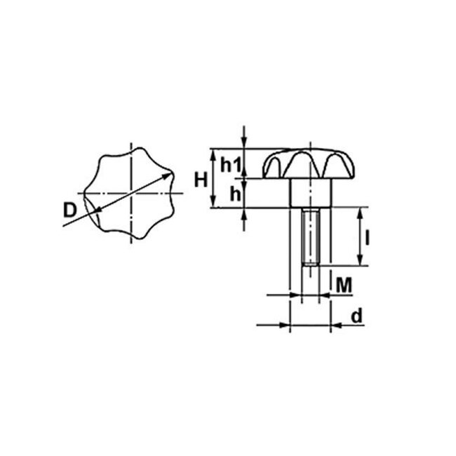 Topgear Sterknop bakeliet - M12 x 30 mm - Ø63 mm - Zwart