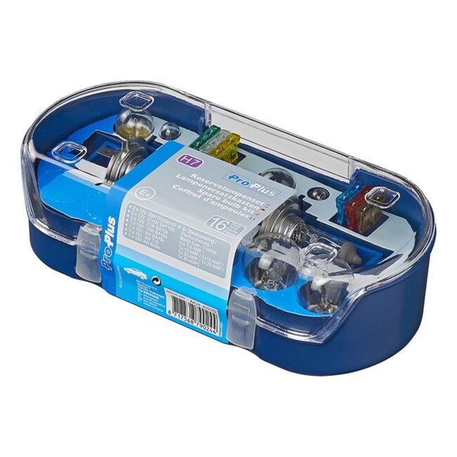 ProPlus Reservelampenset - 16-delig - Inclusief H7 lampen en zekeringen - Handige bewaarbox
