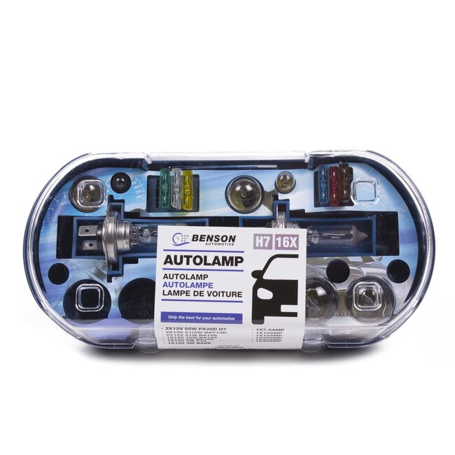 Benson Autolampenset - 16-delig - Compleet met bewaarbox - Voor diverse toepassingen