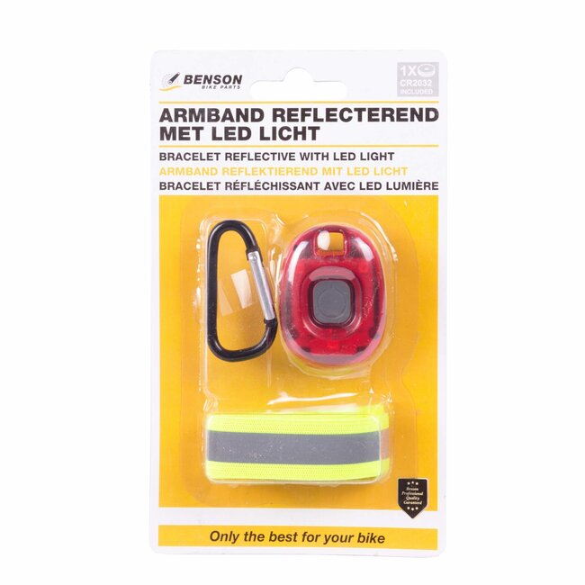 Benson Reflecterende armband - LED licht - Karabijnhaak - Inclusief batterij
