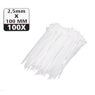 Hofftech Witte nylon kabelbinders - UV-bestendig - 100 mm - 100 stuks