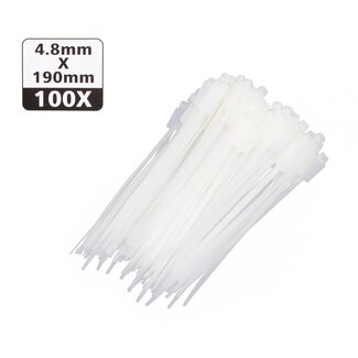 Hofftech Markeerbare kabelbinders - 4.8 x 190 mm - wit - set van 100 stuks