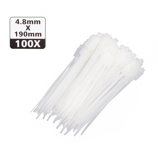 Hofftech Markeerbare kabelbinders - 4.8 x 190 mm - wit - set van 100 stuks