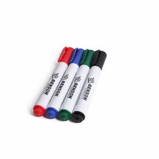 Benson Whiteboard markers - 2-2.5 mm - 4 kleuren - droog afveegbaar - set van 4