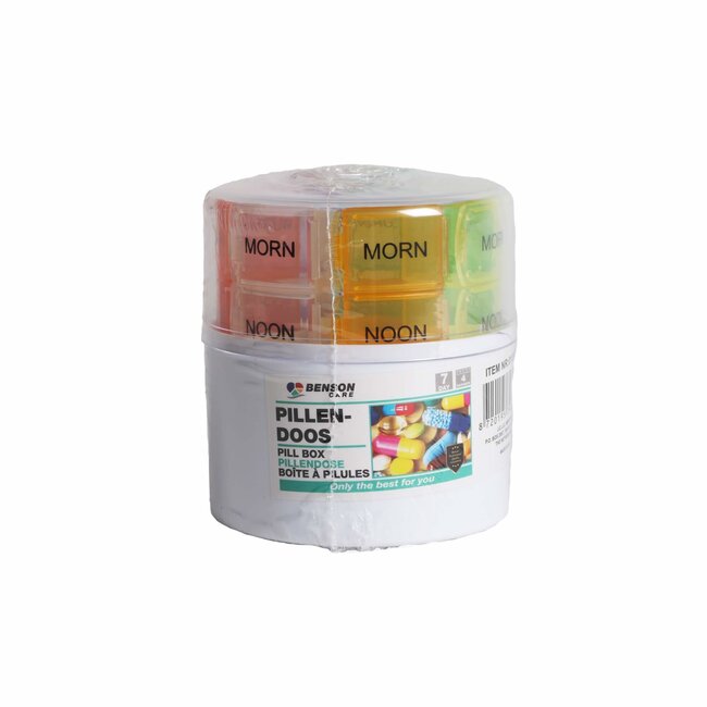 Benson Pillendoos - 4 dagdelen - 7 dagen - Ø 85 x 95 mm - multicolor