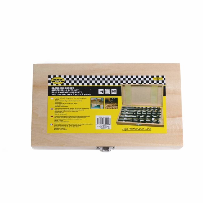 Benson Slangenboor set - 6 delig - Precisie-gefreesd - 8 t/m 18 mm - Koolstofstaal - 230 mm
