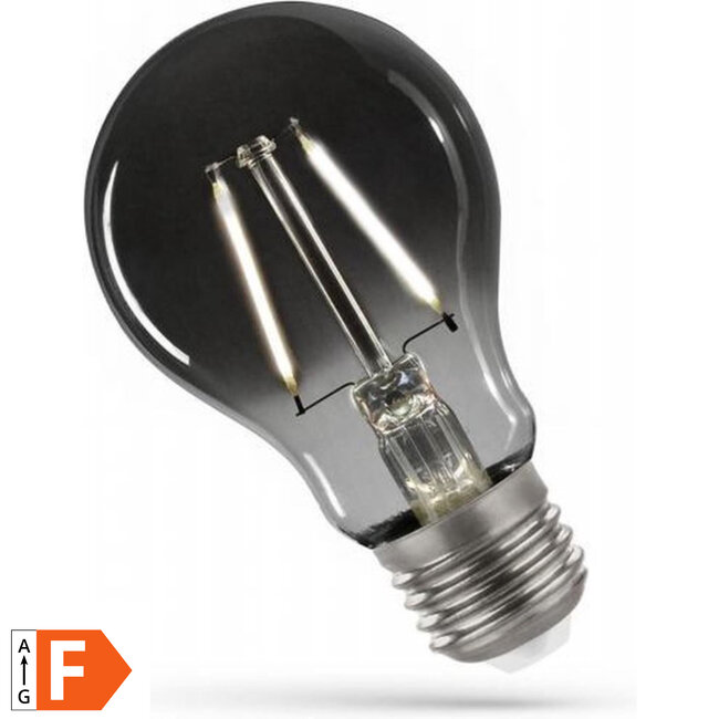 TooLight Filament LED lamp - Smoke look - Warmwit 4000K - E27 fitting - Bolvorm G60 - 2.5W - Spatwaterdicht IP54
