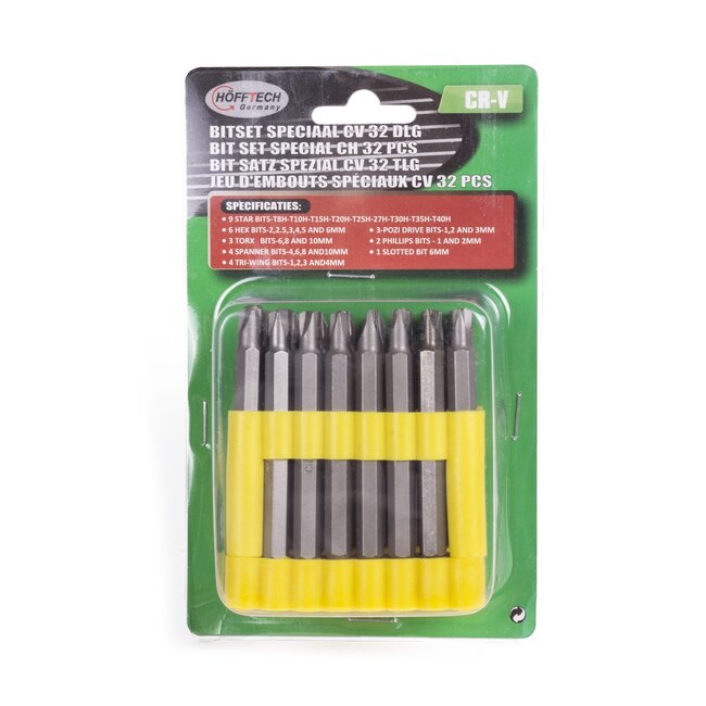 Hofftech Bit Set Speciaal - 32 delig - Chroom-Vanadiumstaal - Magnetische Bithouder - 75 mm