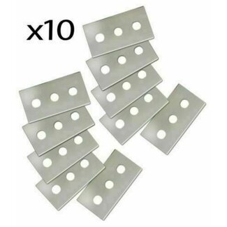 Silverline schraapmesjes voor glaskrabber - gehard staal - dubbelzijdig - 43 × 22 × 0,2 mm - zilverkleurig - 10 stuks - reinigen