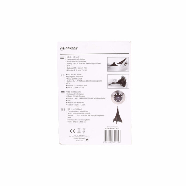 Benson Solar grondspot - modern design - spatwaterdicht - Ø12 x 11,5 cm - zilver