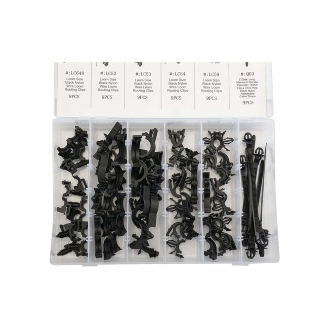 Topgear Kabelboom geleiders - 54-delige set - Diverse maten - Handige assortimentsbox