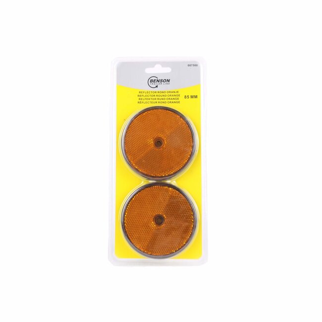Benson Ronde reflector - 85 mm - oranje - 2 stuks - E-keur - schroefbevestiging