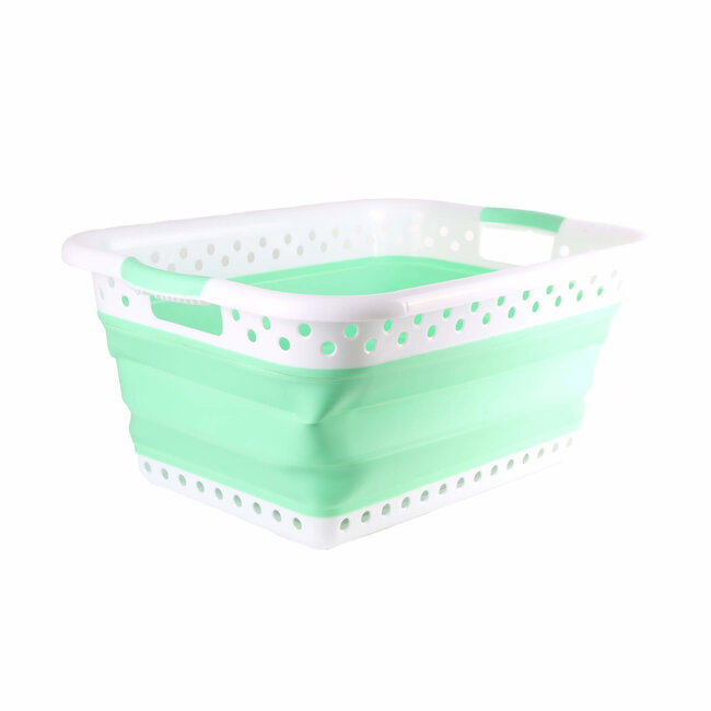 Benson Opvouwbare wasmand - ruimtebesparend - 39 liter - wit/grijs of wit/groen