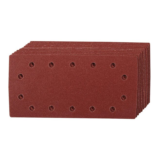 Silverline Klittenband schuurvellen - aluminiumoxide - geperforeerd - 115 x 230 mm - korrel 240 - 10 stuks - voor hout en metaal