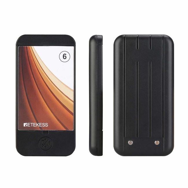 Retekess Horeca oproepsysteem – kunststof – draadloos 500 m – basis 28,5x15,5x3,2 cm – zwart – 20 ontvangers – IP32