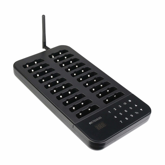 Retekess Horeca oproepsysteem – kunststof – draadloos 500 m – basis 28,5x15,5x3,2 cm – zwart – 20 ontvangers – IP32