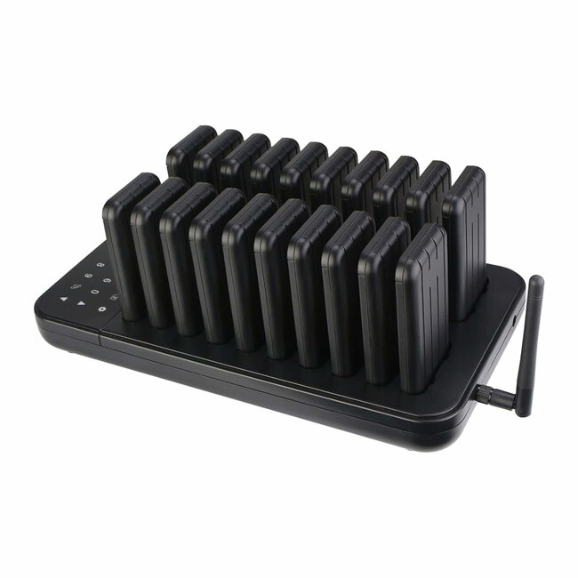 Retekess Horeca oproepsysteem – kunststof – draadloos 500 m – basis 28,5x15,5x3,2 cm – zwart – 20 ontvangers – IP32