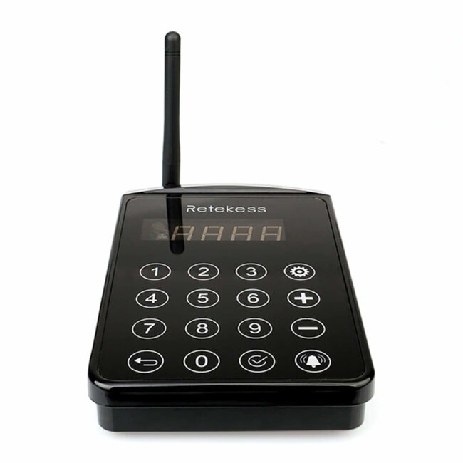 Retekess Gastenoproepsysteem - kunststof - 800 m bereik, IP54 - schijven 10,5x10,5x1,8 cm - zwart - 10 ontvangers - horeca