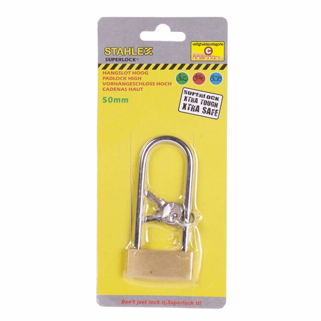Stahlex Hoog hangslot - 50 mm - waterbestendig - inclusief 3 sleutels
