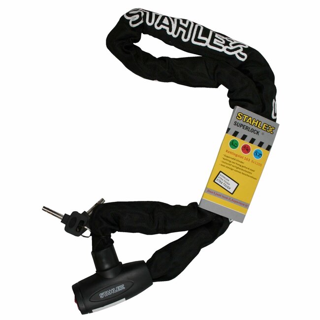 Stahlex Kettingslot - Gehard Staal - Supersafe Cilinder - 8 x 1200 mm - Zwart