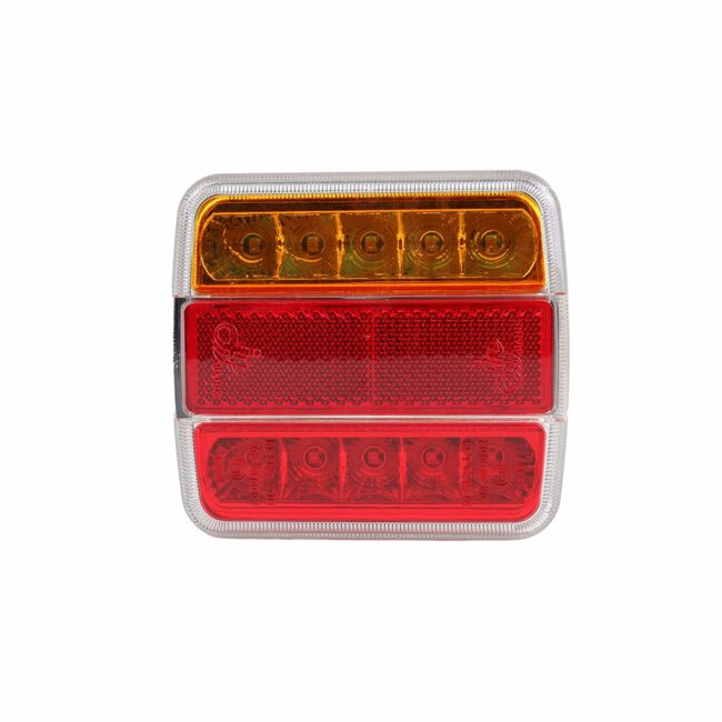 Benson Vierkant LED achterlicht set - 18 LED - 10 x 10 cm - 12V - helder glas