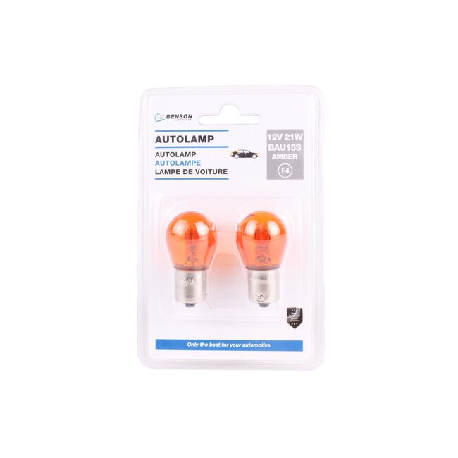 Benson Knipperlicht autolampen - 12V - 21W - oranje - set van 2