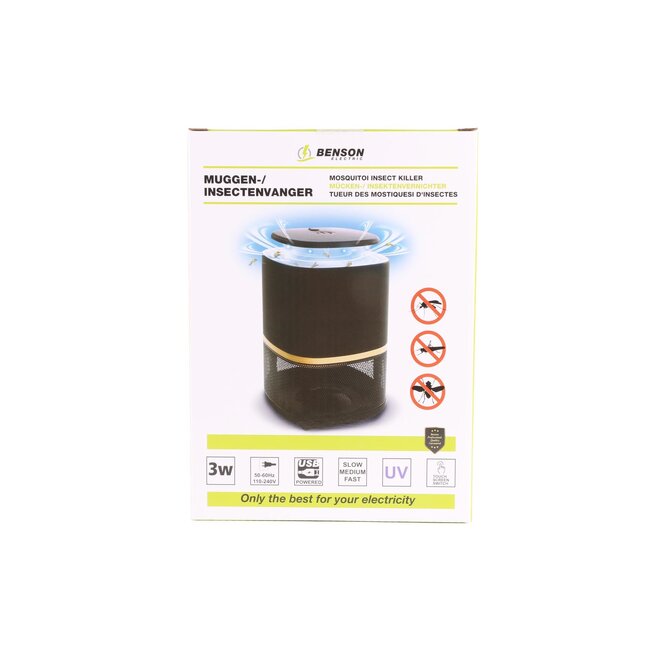 Benson Elektrische muggen- en insectenvanger - UV-licht - USB-aansluiting - Compact - Stil - 3 snelheden - 50m² bereik