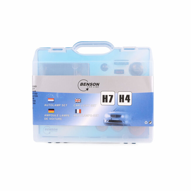 Benson Complete autolampenset - H7 en H4 - 19-delig - Inclusief handige koffer