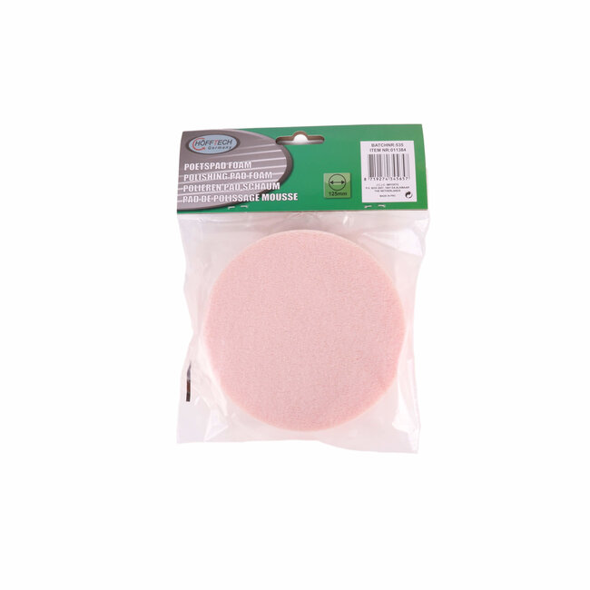Hofftech Poetspad Foam - Rond - Ø 125 mm - Zachte Polijstpad - Klittenbandrug