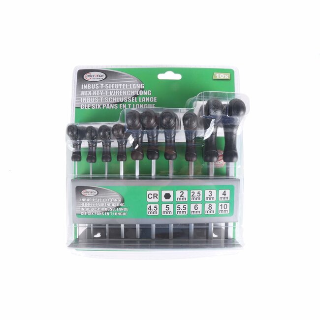 Hofftech T-greep inbussleutelset - Ergonomisch - 2-10 mm - Inclusief opbergrek - 10 stuks