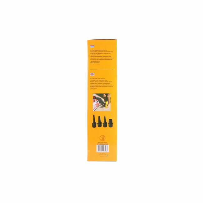 Benson Dubbelwerkende luchtpomp - Geel - Inclusief 4 mondstukken - Groot handvat en voetplaat