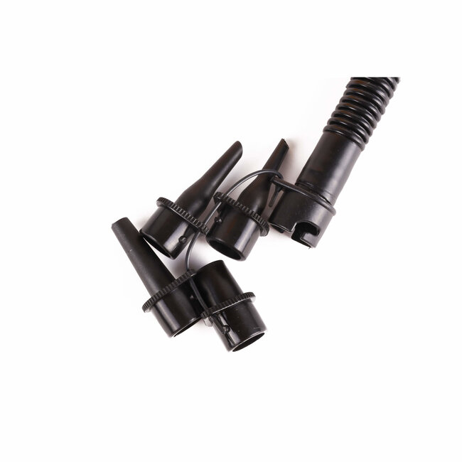 Benson Dubbelwerkende luchtpomp - Geel - Inclusief 4 mondstukken - Groot handvat en voetplaat