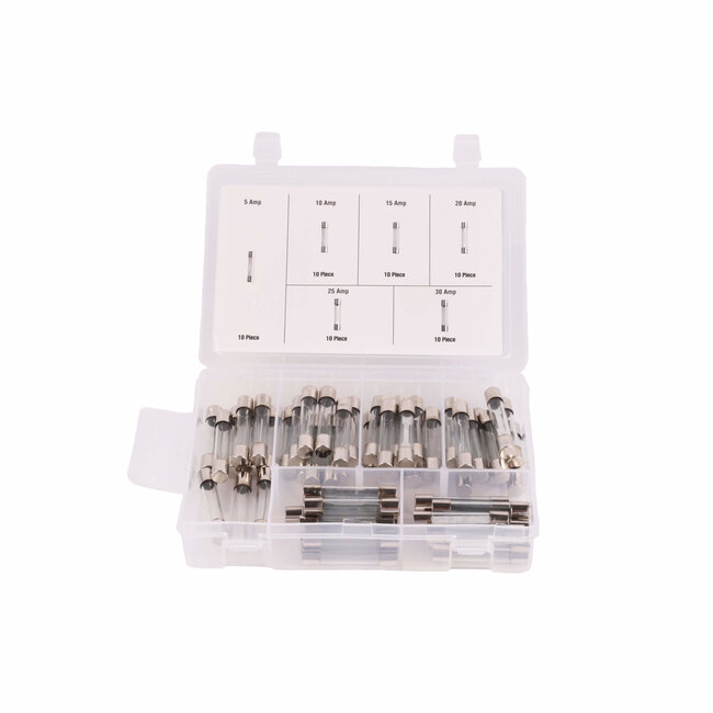 Benson 60-delige glaszekeringen set - 5 tot 30A - Assortiment box - Auto-elektronica