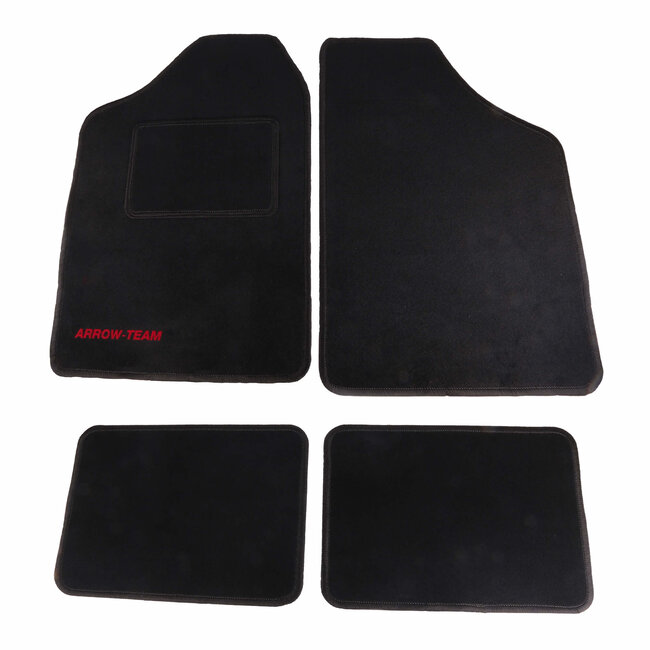 Arrow Team Universele automattenset - luxe velours - anti-slip - 4-delig - zwart
