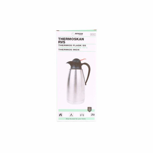 Benson Thermoskan - RVS - 1,1 liter - Geïsoleerd - Met handvat - Zilver