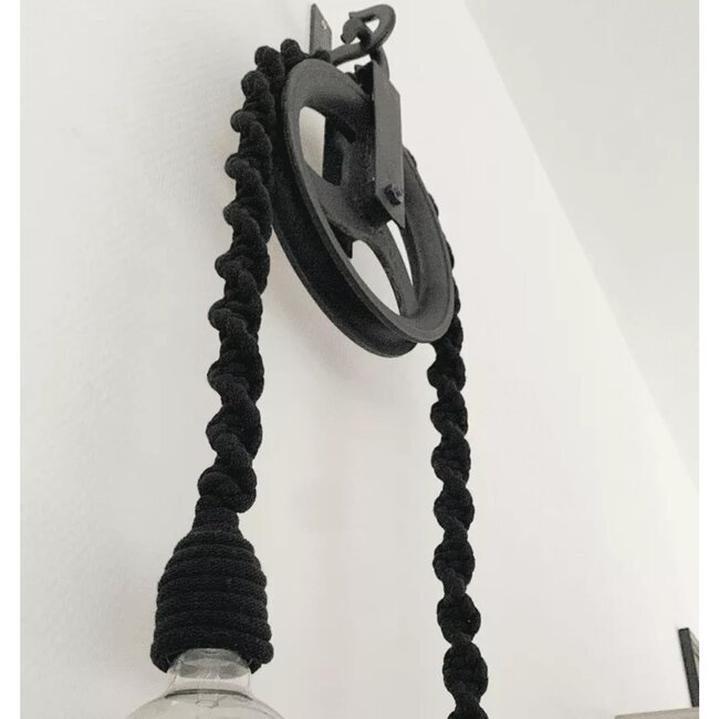 Benson Hijshaak met katrol - robuust gietijzer - Ø 180 mm - zwart - industriële look