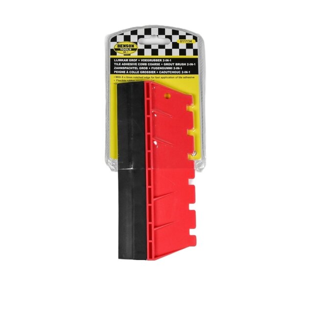 Benson Combinatie lijmkam met voegrubber - 6 mm - zwart - ideaal voor tegelwerk en tapijt