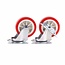 Benson Zwenkwielen set - 2 geremd, 2 ongeremd - 75 mm - rood - 4 stuks
