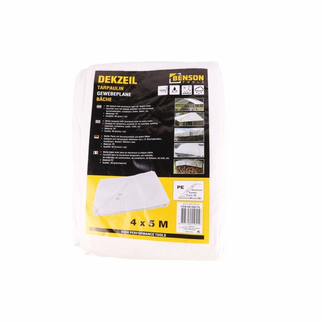 Benson Bouwzeil - Dekzeil - Wit - 4 x 5 meter - Wasbaar en Recyclebaar