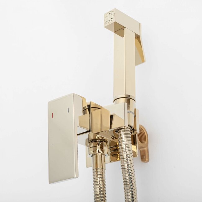 REA Inbouw bidetkraan met sproeier - glans goud - luxe en hygiënisch design