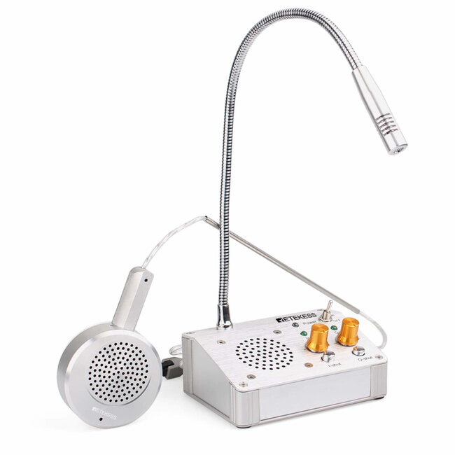 Retekess Vensterintercom - aluminium - volledig duplex - 11,8x8,7x4,5 cm - zilverkleurig - voor loket en balie achter glas