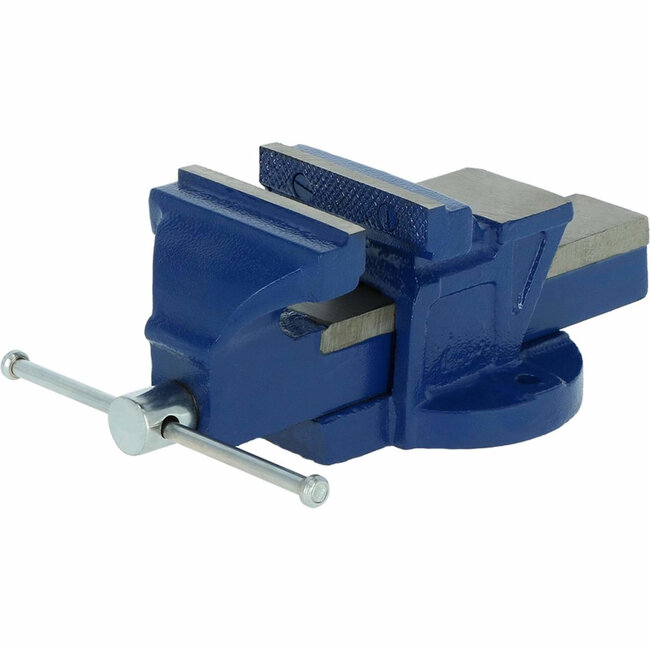 Benson Robuuste bankschroef - vaste basis - 100 mm klauw - massief aambeeld - blauw